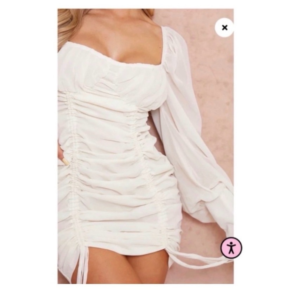 PrettyLilltleThing Ivory Ruched Dress - Picture 5 of 9